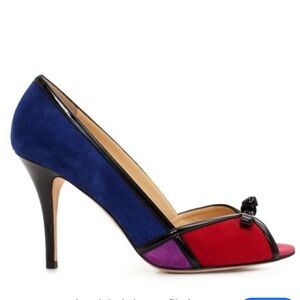 Kate Spade New York Suede Colorblock Open Toe Bow Heels